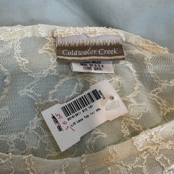 NWT Women’s Small Coldwater Creek Lace Sweetheart Neckline Long Sleeve Blouse. - Picture 10 of 10